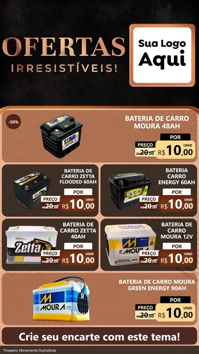 Modelo de TV para TV Vertical com o tema Ofertas Irresistíveis! para Baterias Elétricas