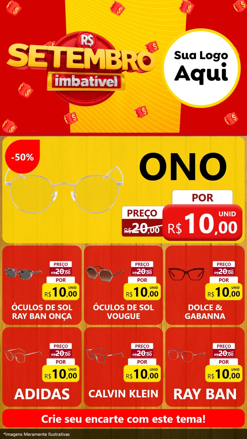 Modelo de Rede Social para Stories com o tema Setembro Imbatível para Óticas