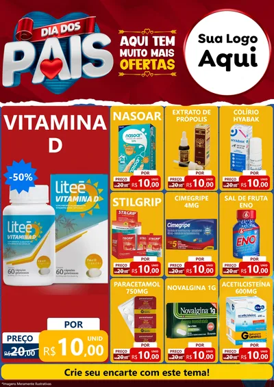 Modelo de Encarte para Encarte A4 Vertical com o tema Dia dos Pais para Farmácia
