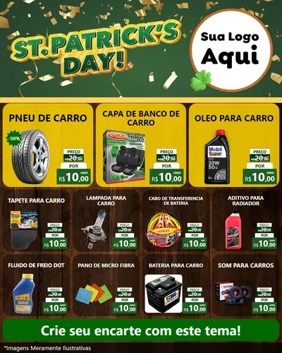 Modelo de Rede Social para Feed Instagram com o tema St Patriks Day para Auto peças