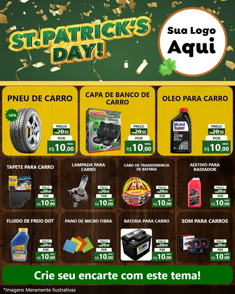 Modelo de Rede Social para Feed Instagram com o tema St Patriks Day para Auto peças