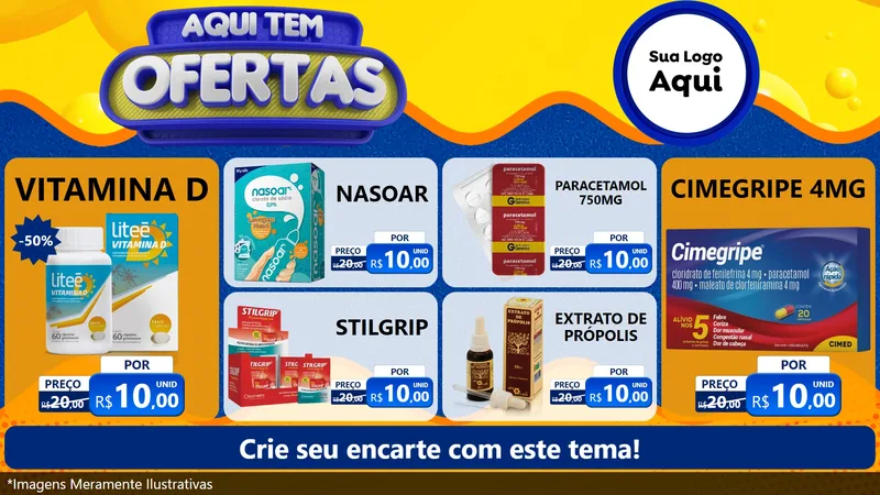 Modelo de TV para TV Horizontal com o tema Aqui Tem Ofertas para Farmácia