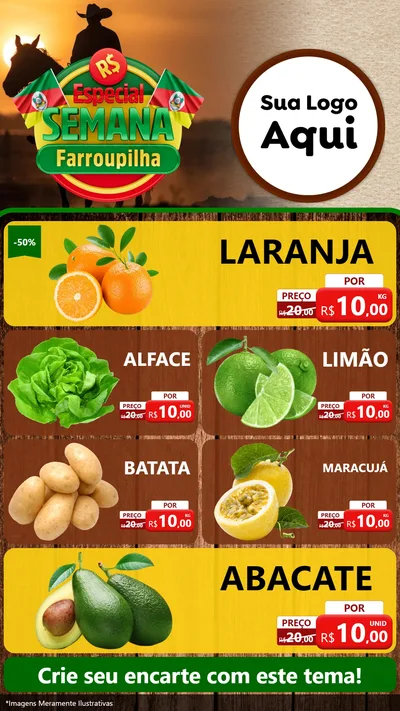 Modelo de TV para TV Vertical com o tema Especial Semana Farroupilha para Hortifrúti