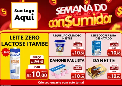 Modelo de Encarte para Encarte A4 Horizontal com o tema Semana do Consumidor para Frios e Laticínios