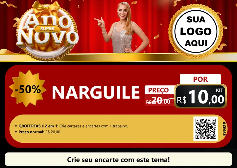 Modelo de Cartaz para Cartaz A4 Horizontal com o tema Super Ano Novo para Tabacaria