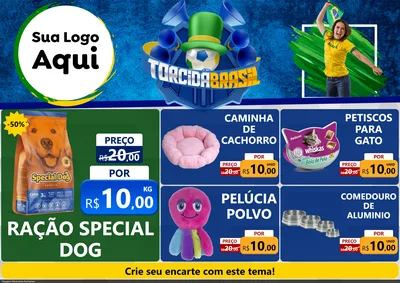 Modelo de Encarte para Encarte A4 Horizontal com o tema Torcida Brasil - Copa para Pet Shop