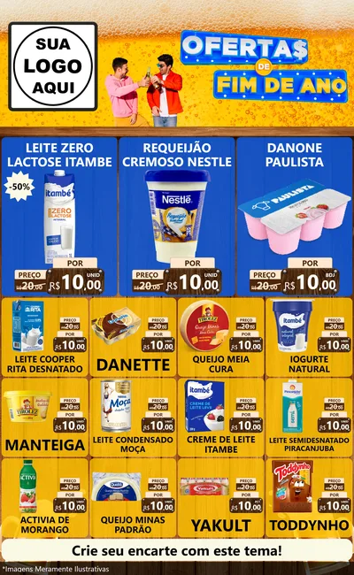 Modelo de Encarte para Encarte Grande com o tema Ofertas de Fim de Ano para Frios e Laticínios
