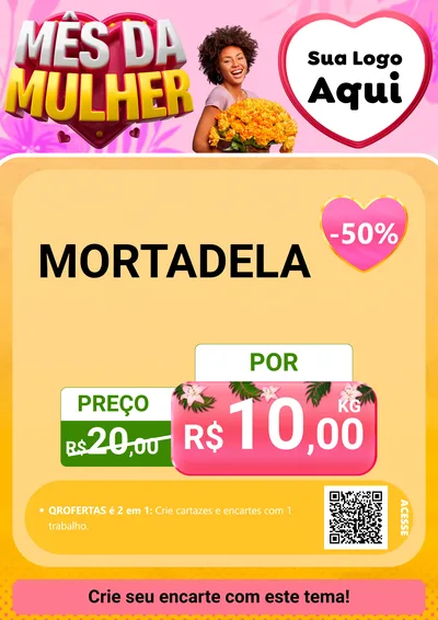 Modelo de Cartaz para Cartaz A4 Vertical com o tema Mês da Mulher para Frios e Laticínios