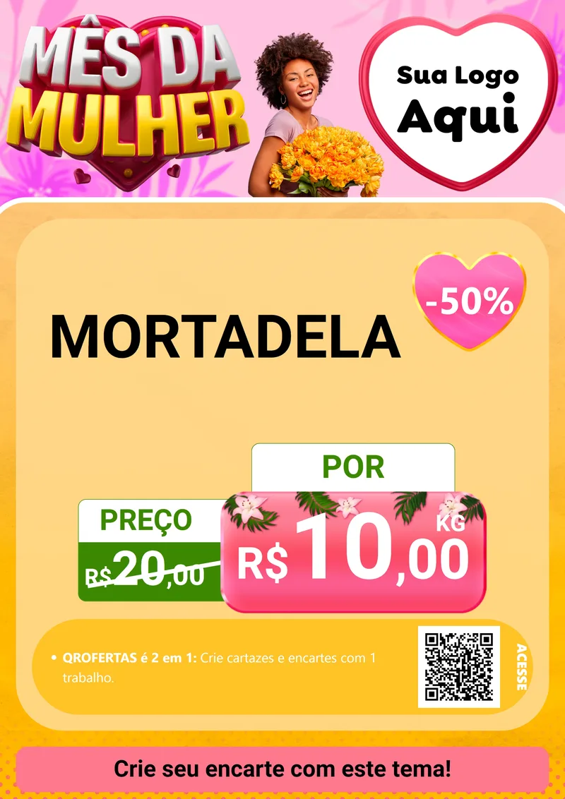 Modelo de Cartaz para Cartaz A4 Vertical com o tema Mês da Mulher para Frios e Laticínios