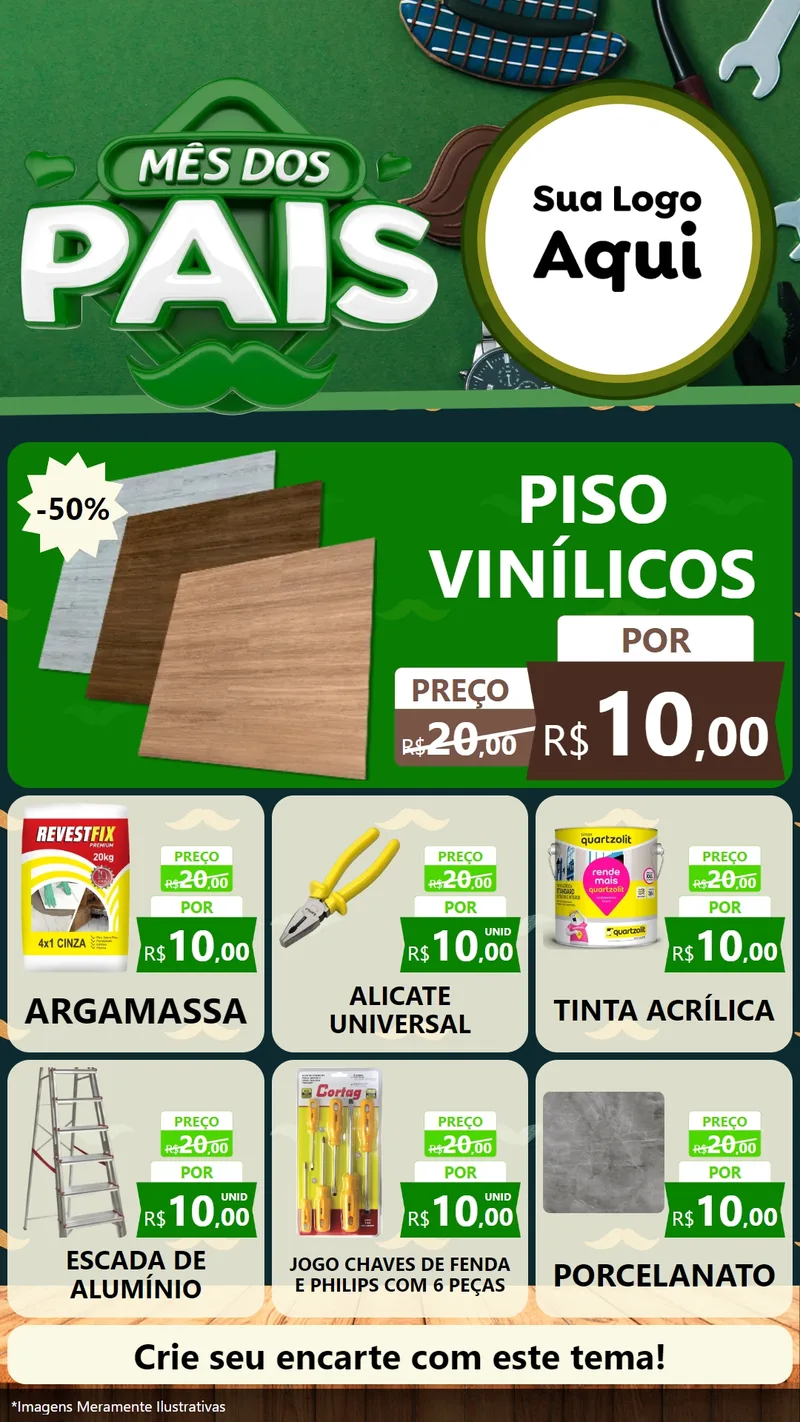 Modelo de Rede Social para Stories com o tema Mês dos Pais para Material para Construção