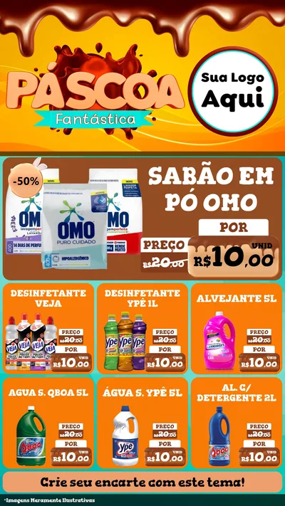 Modelo de Rede Social para Stories com o tema Páscoa Fantástica para Produtos de Limpeza