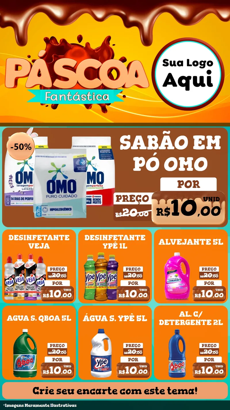 Modelo de Rede Social para Stories com o tema Páscoa Fantástica para Produtos de Limpeza