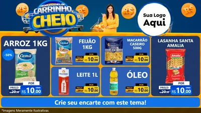 Modelo de TV para TV Horizontal com o tema Comece O Mês de Carrinho Cheio para Supermercado