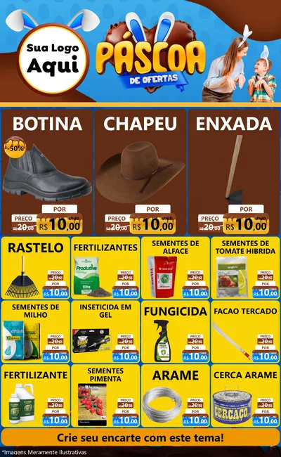 Modelo de Encarte para Encarte Grande com o tema Páscoa de Ofertas para Agropecuária
