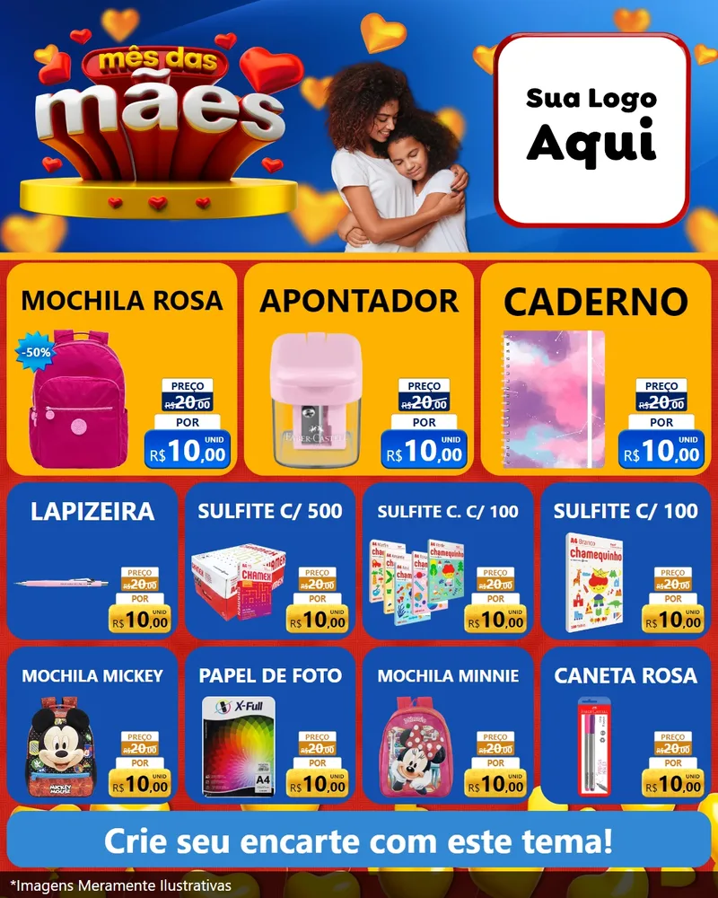 Modelo de Rede Social para Feed Instagram com o tema Mês das Mães para Papelaria