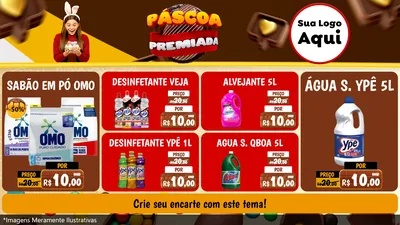 Modelo de TV para TV Horizontal com o tema Páscoa Premiada para Produtos de Limpeza