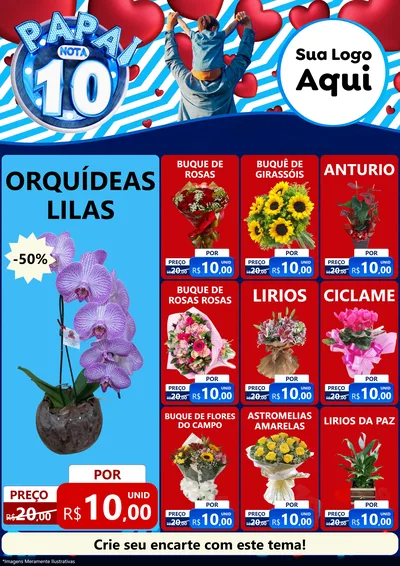 Modelo de Encarte para Encarte A4 Vertical com o tema Papai Nota 10 para Floricultura e jardim
