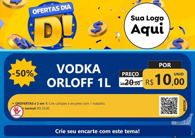 Modelo de Cartaz para Cartaz A4 Horizontal com o tema Ofertas Dia D para Distribuidora de bebidas