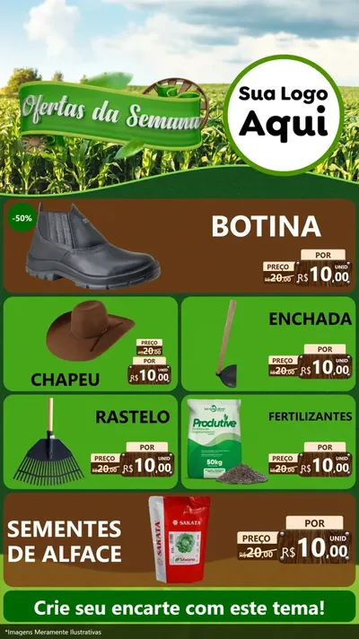 Modelo de TV para TV Vertical com o tema Ofertas da Semana para Agropecuária