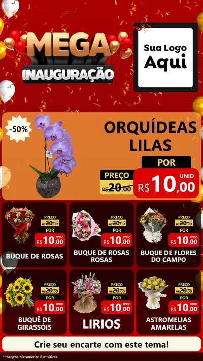 Modelo de Rede Social para Stories com o tema Mega Inauguração para Floricultura e jardim