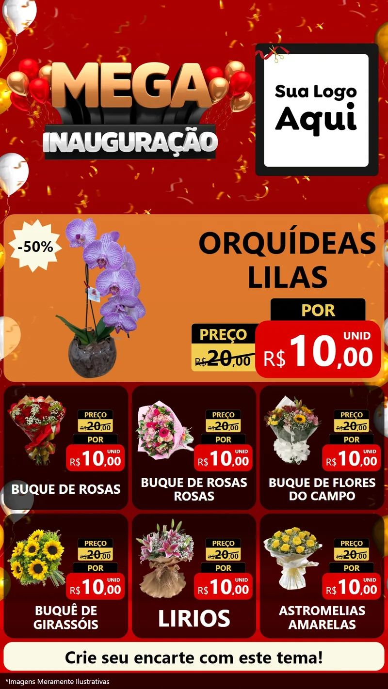 Modelo de Rede Social para Stories com o tema Mega Inauguração para Floricultura e jardim