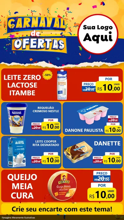 Modelo de TV para TV Vertical com o tema Carnaval de Ofertas para Frios e Laticínios
