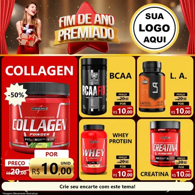Modelo de Rede Social para Feed Facebook com o tema Fim de Ano Premiado para Suplementos alimentares