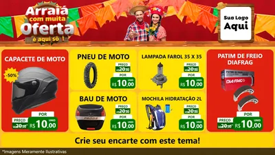 Modelo de TV para TV Horizontal com o tema Arraiá Com Muita Oferta - É Aqui Sô! para Moto peças