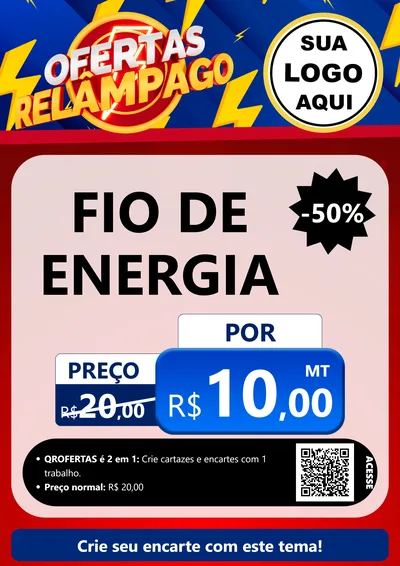 Modelo de Cartaz para Cartaz A4 Vertical com o tema Ofertas Relâmpago para Materiais Elétricos
