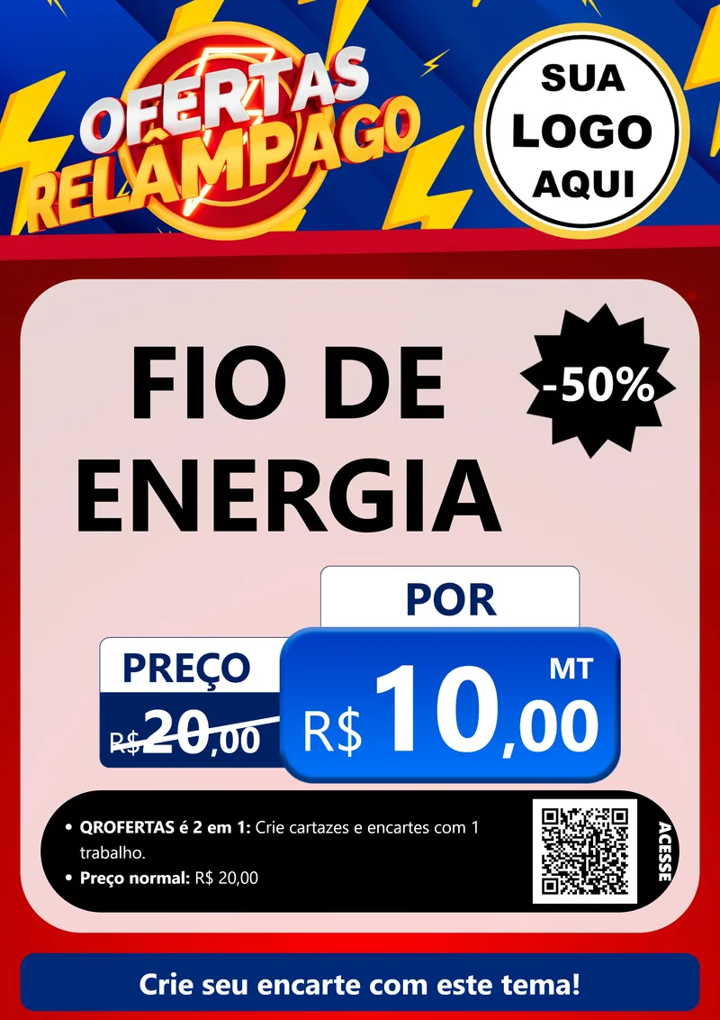 Modelo de Cartaz para Cartaz A4 Vertical com o tema Ofertas Relâmpago para Materiais Elétricos