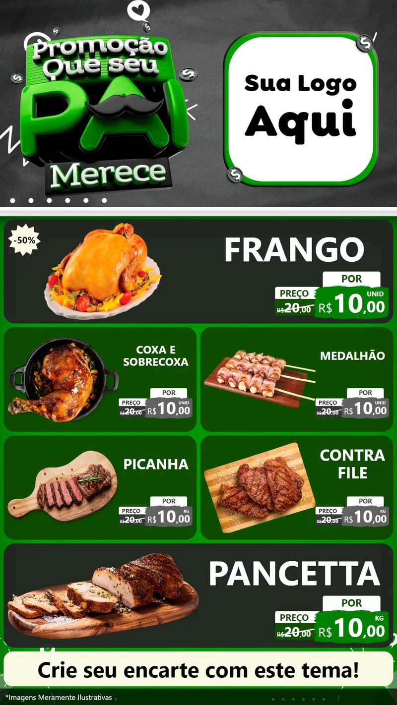 Modelo de TV para TV Vertical com o tema Promoção Que seu Pai Merece para Assados