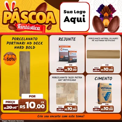 Modelo de Rede Social para Feed Facebook com o tema Páscoa Fantástica para Pisos e revestimentos