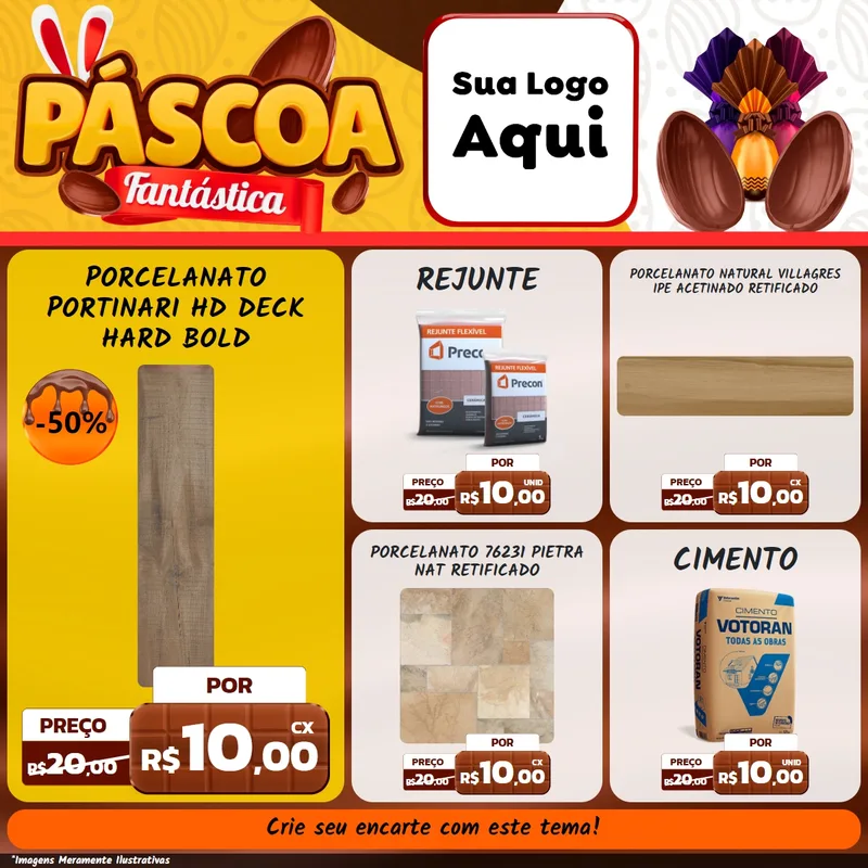 Modelo de Rede Social para Feed Facebook com o tema Páscoa Fantástica para Pisos e revestimentos