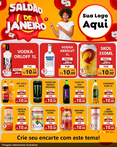 Modelo de Rede Social para Feed Instagram com o tema Saldão de Janeiro para Distribuidora de bebidas