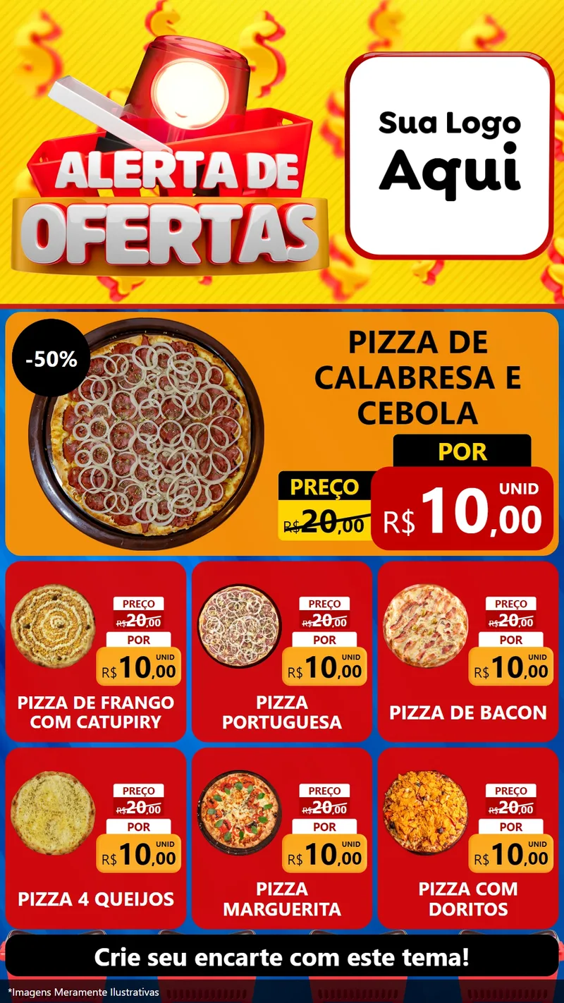Modelo de Rede Social para Stories com o tema Alerta de Ofertas para Pizzaria