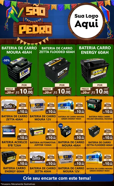 Modelo de Encarte para Encarte Grande com o tema São Pedro para Baterias Elétricas