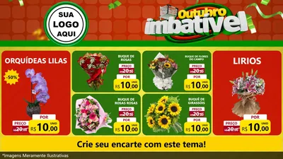 Modelo de TV para TV Horizontal com o tema Outubro Imbatível para Floricultura e jardim