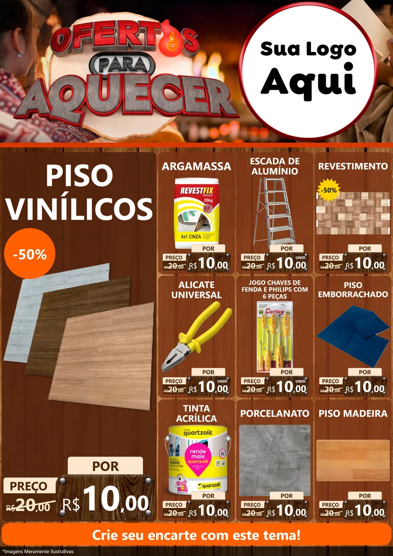 Modelo de Encarte para Encarte A4 Vertical com o tema Ofertas Para Aquecer para Material para Construção