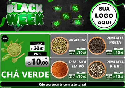 Modelo de Encarte para Encarte A4 Horizontal com o tema Black Week para Produtos Naturais