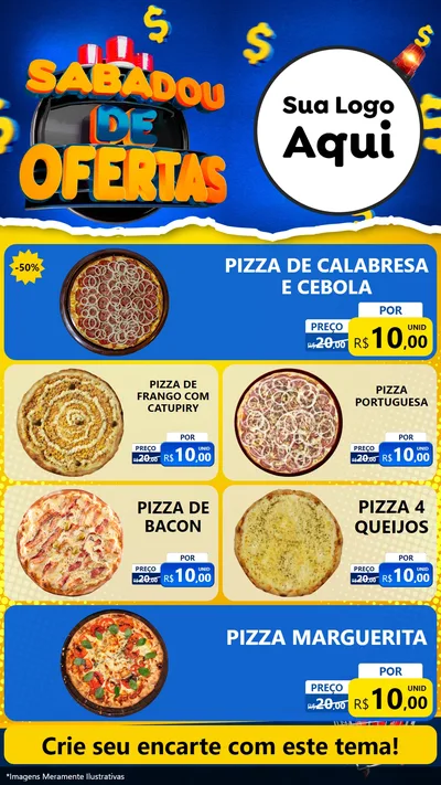 Modelo de TV para TV Vertical com o tema Sabadou de Ofertas para Pizzaria