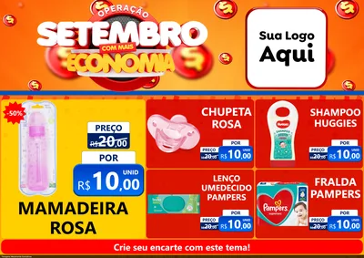 Modelo de Encarte para Encarte A4 Horizontal com o tema Operação Setembro Com Muita Economia para Bebês