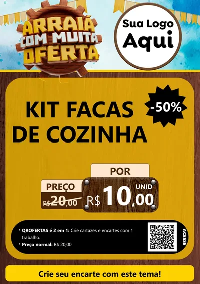 Modelo de Cartaz para Cartaz A4 Vertical com o tema Ofertas de São João - Junina para Utilidades Domésticas