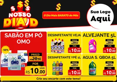 Modelo de Encarte para Encarte A4 Horizontal com o tema Nosso Dia D para Produtos de Limpeza