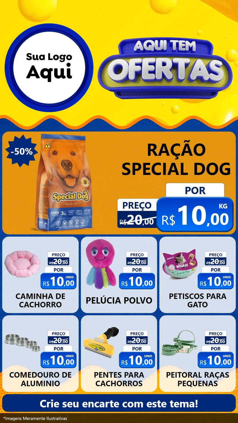 Modelo de Rede Social para Stories com o tema Aqui Tem Ofertas para Pet Shop