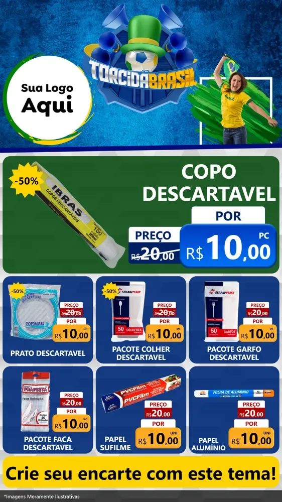 Modelo de Rede Social para Stories com o tema Torcida Brasil - Copa para Embalagens