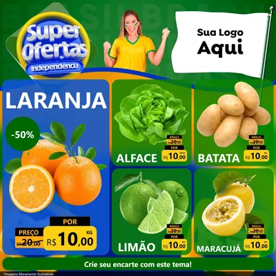 Modelo de Rede Social para Feed Facebook com o tema Super Ofertas de Independência para Hortifrúti