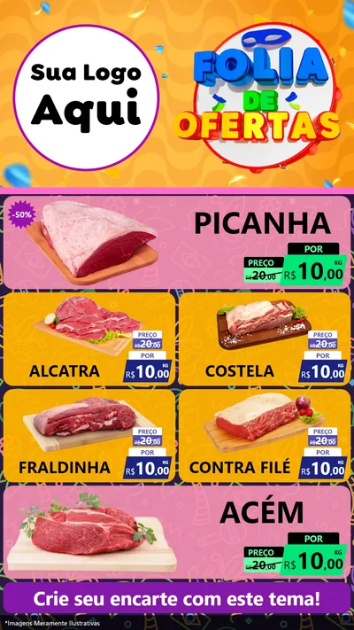Modelo de TV para TV Vertical com o tema Folia de Ofertas para Açougue