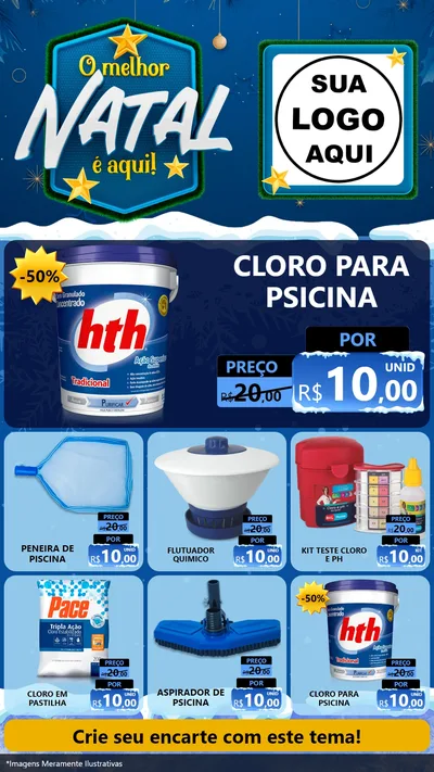 Modelo de Rede Social para Stories com o tema O Melhor Natal É Aqui! para Produtos para Piscina