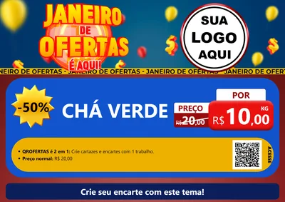 Modelo de Cartaz para Cartaz A4 Horizontal com o tema Janeiro de Ofertas É Aqui! para Produtos Naturais