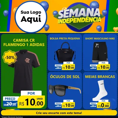 Modelo de Rede Social para Feed Facebook com o tema Semana da Independência para Roupas e acessórios